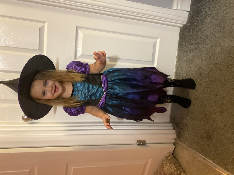 Image for Ezmai age 3 as a scary witch for her school dressing up day.