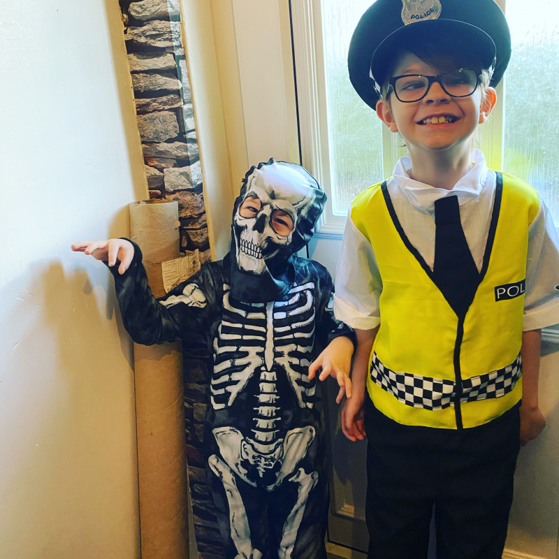Image for Ronnie and Brandon ready for Halloween at school