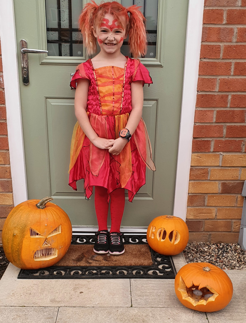 Image for Eloise Mellor, aged 5, ready for school Halloween day