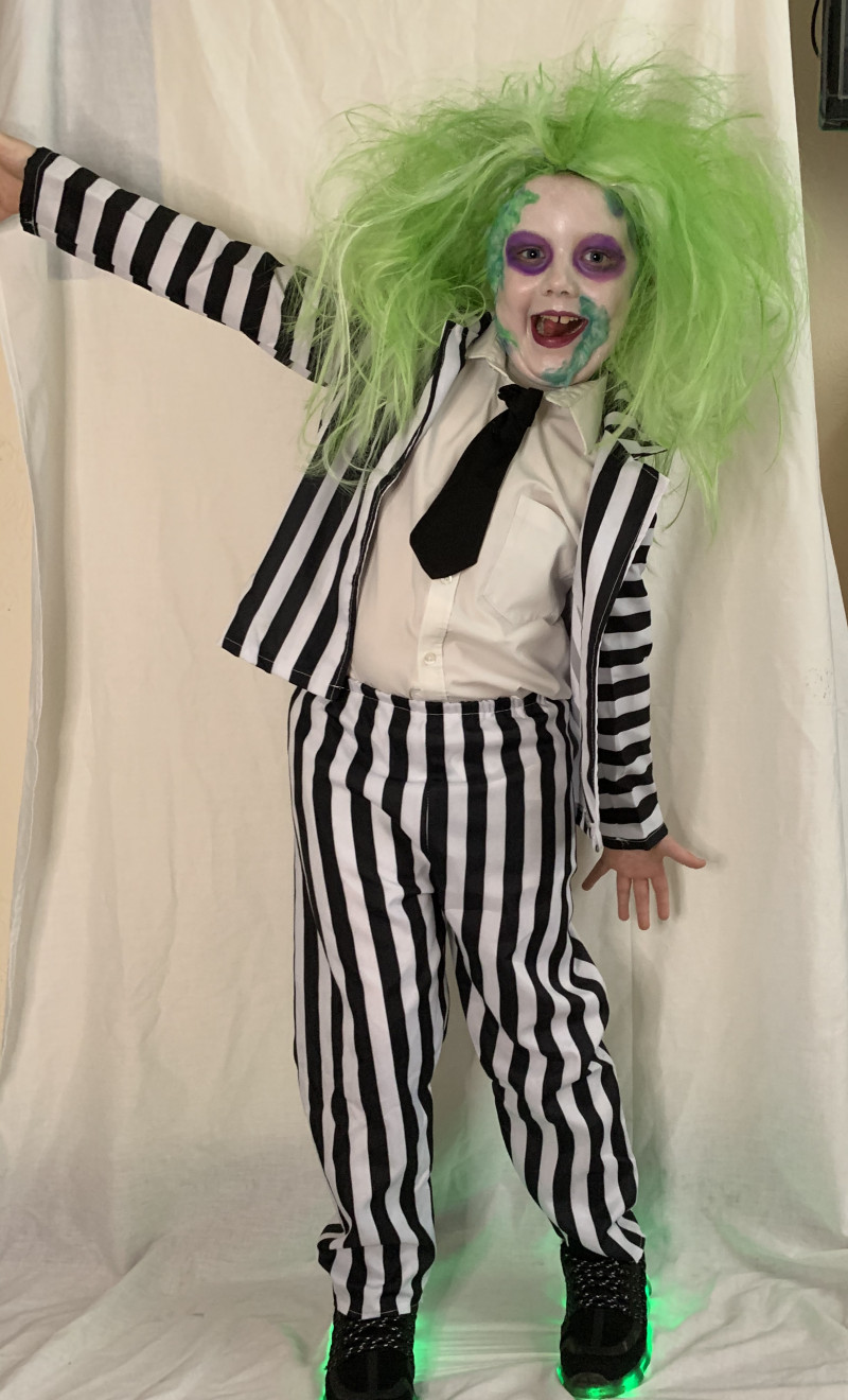 Image for Jaxon age 7 dressed as beetlejuice for his school Halloween dress up day