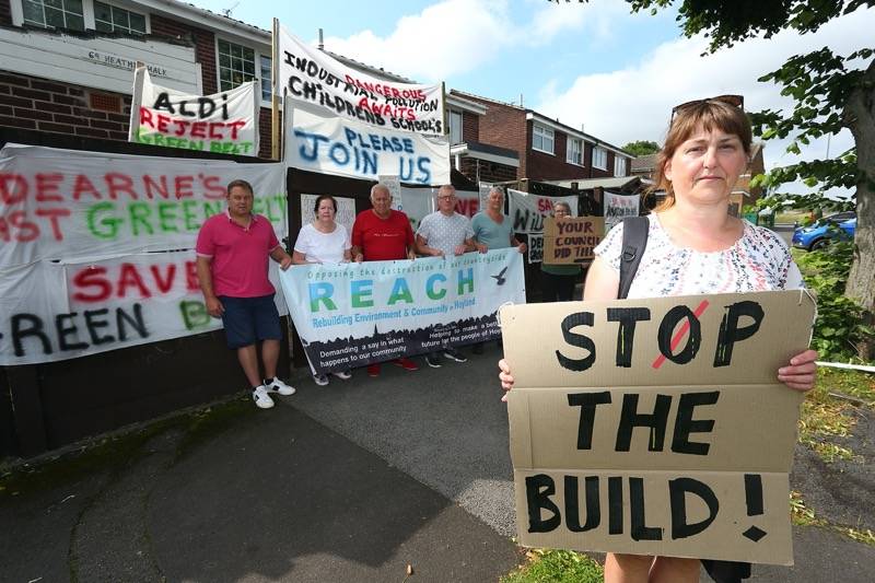 Protesters against the Goldthorpe site