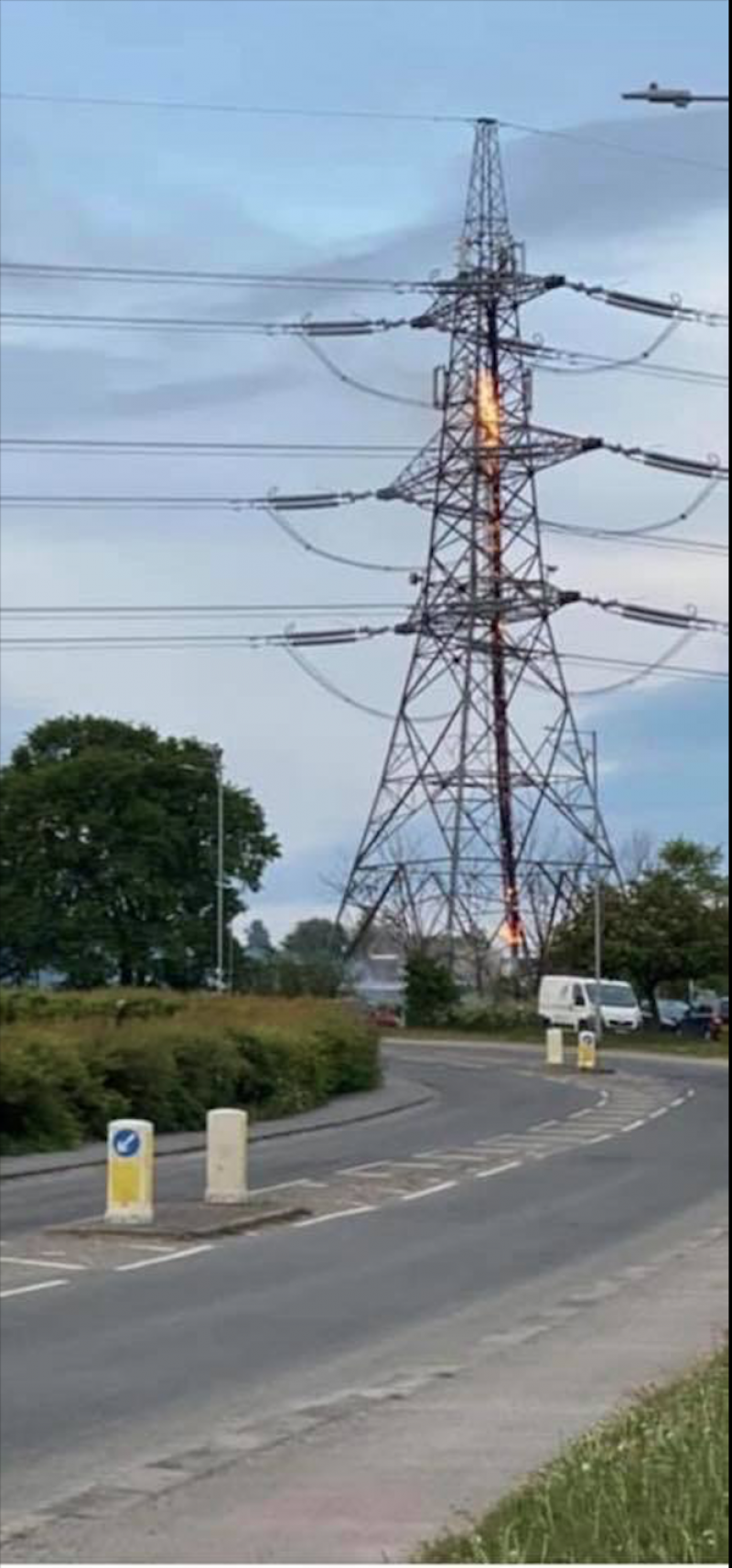 Main image for Firefighters tackle pylon fire