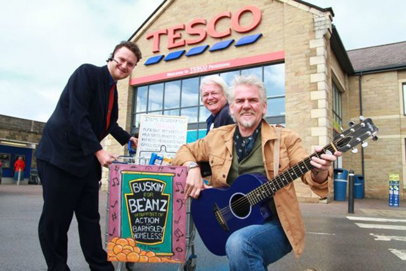 Main image for Singing for tins as busker rocks up at Tesco